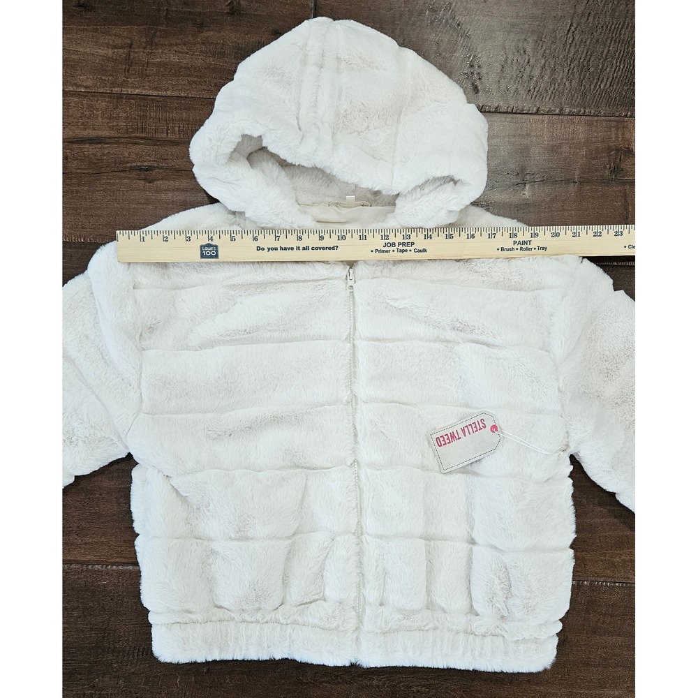 Y2K Inspired Bomber Faux Fur Hooded Jacket Ribbed NWT Apres Ski Chic small - Picture 4 of 13